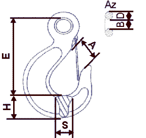 Hak z uchem typu Az wg PN-M-84564