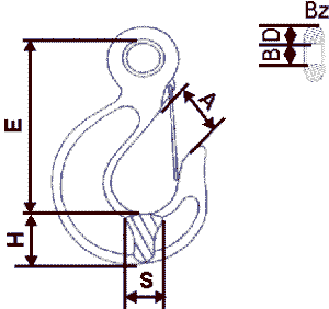 Hak z uchem typu Az wg PN-M-84564 rys.